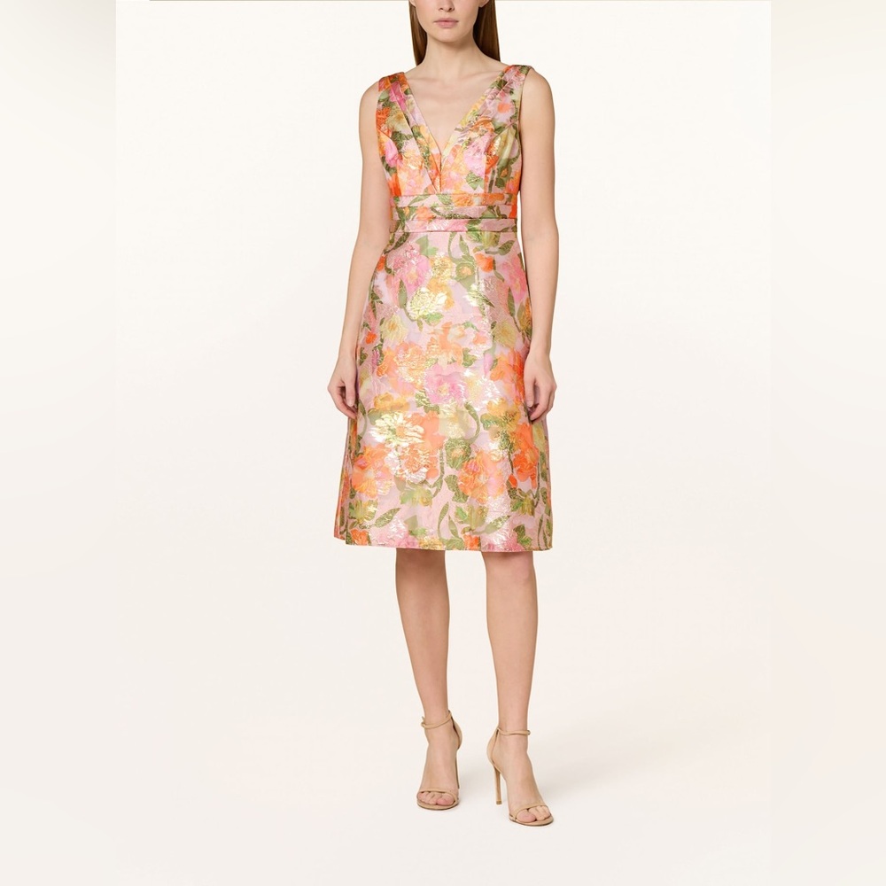 NWT Adrianna Papell Multi Floral Jacquard Midi Dress Sz 6 - Picture 2 of 16
